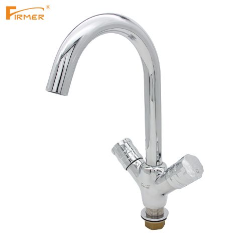 Firmer Two-Handed Wheel Kitchen Wash Basin Universal Hot And Cold Faucet All Copper Household Sink Faucet