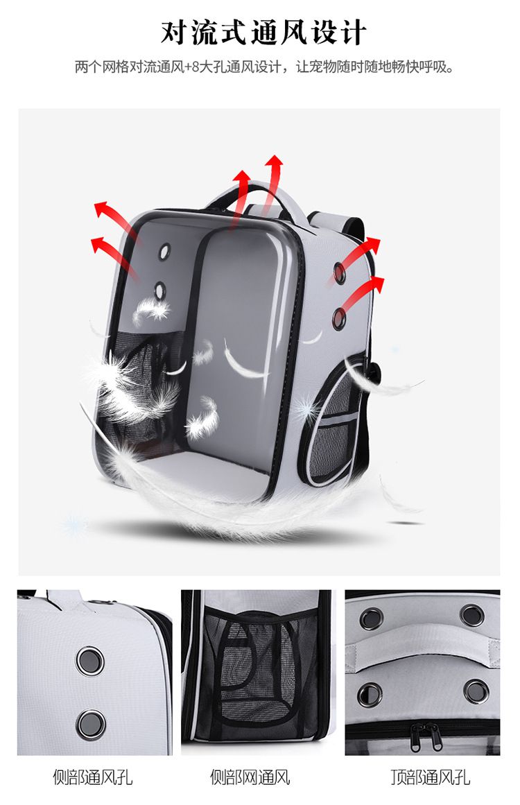 宠物猫咪用品厂家直销 可折叠猫包太空舱 便捷式透明猫咪双肩背包详情图2