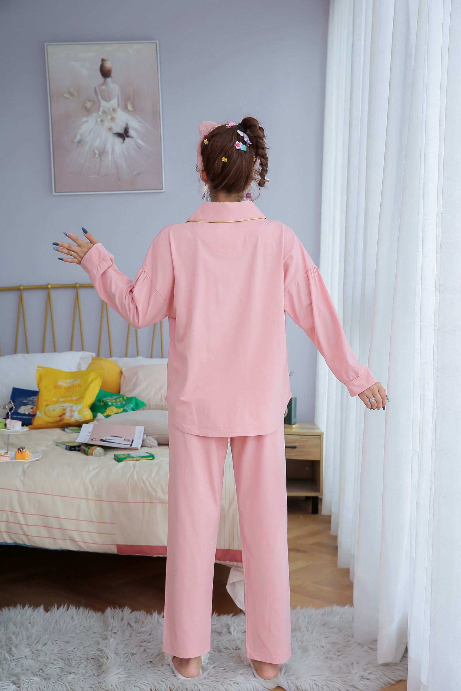 Pajamas, casual home wear, pure cotton cartoon printed 401# detail image 3