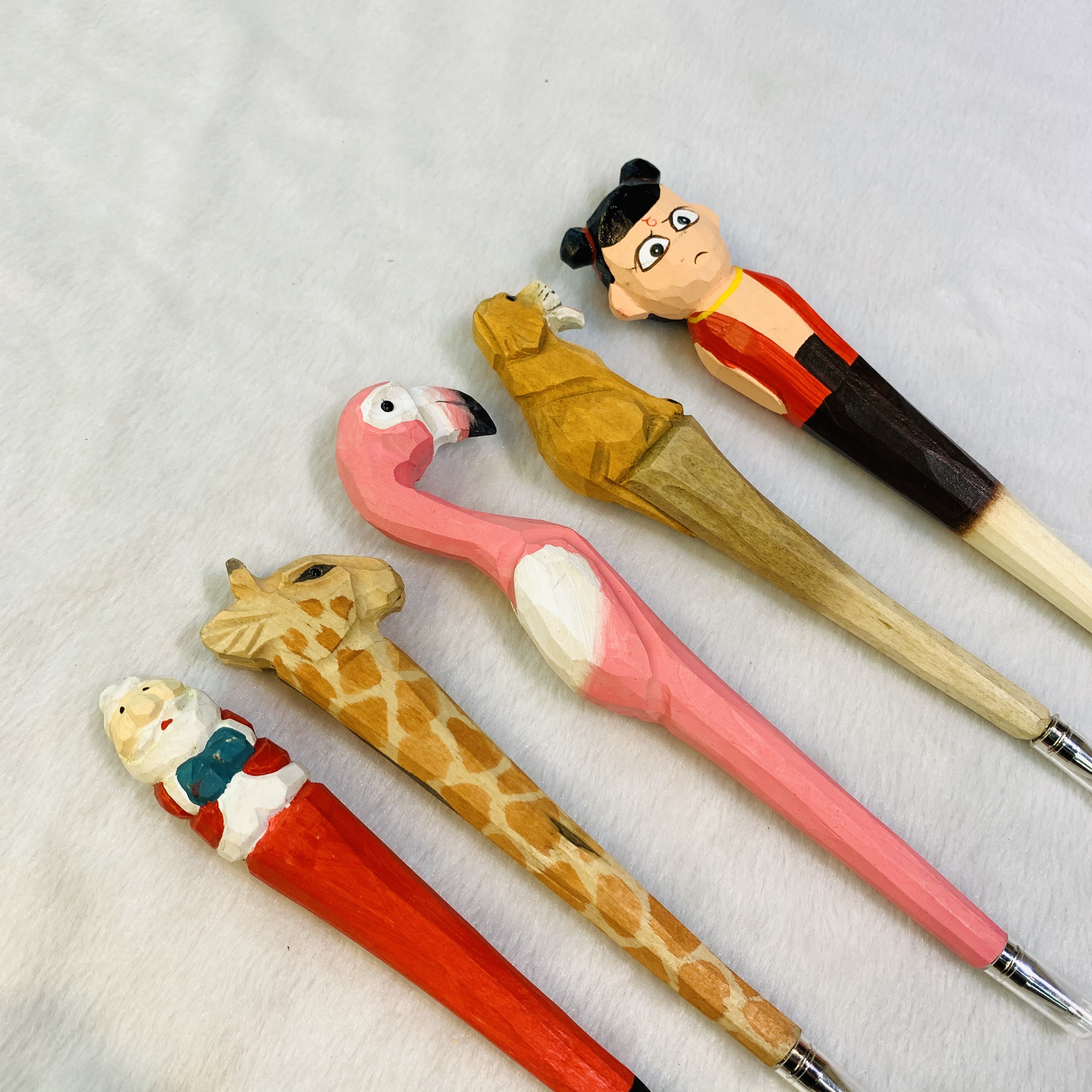 动漫系列木雕笔动物笔 手工创意木质工艺卡通木头动物笔详情图8