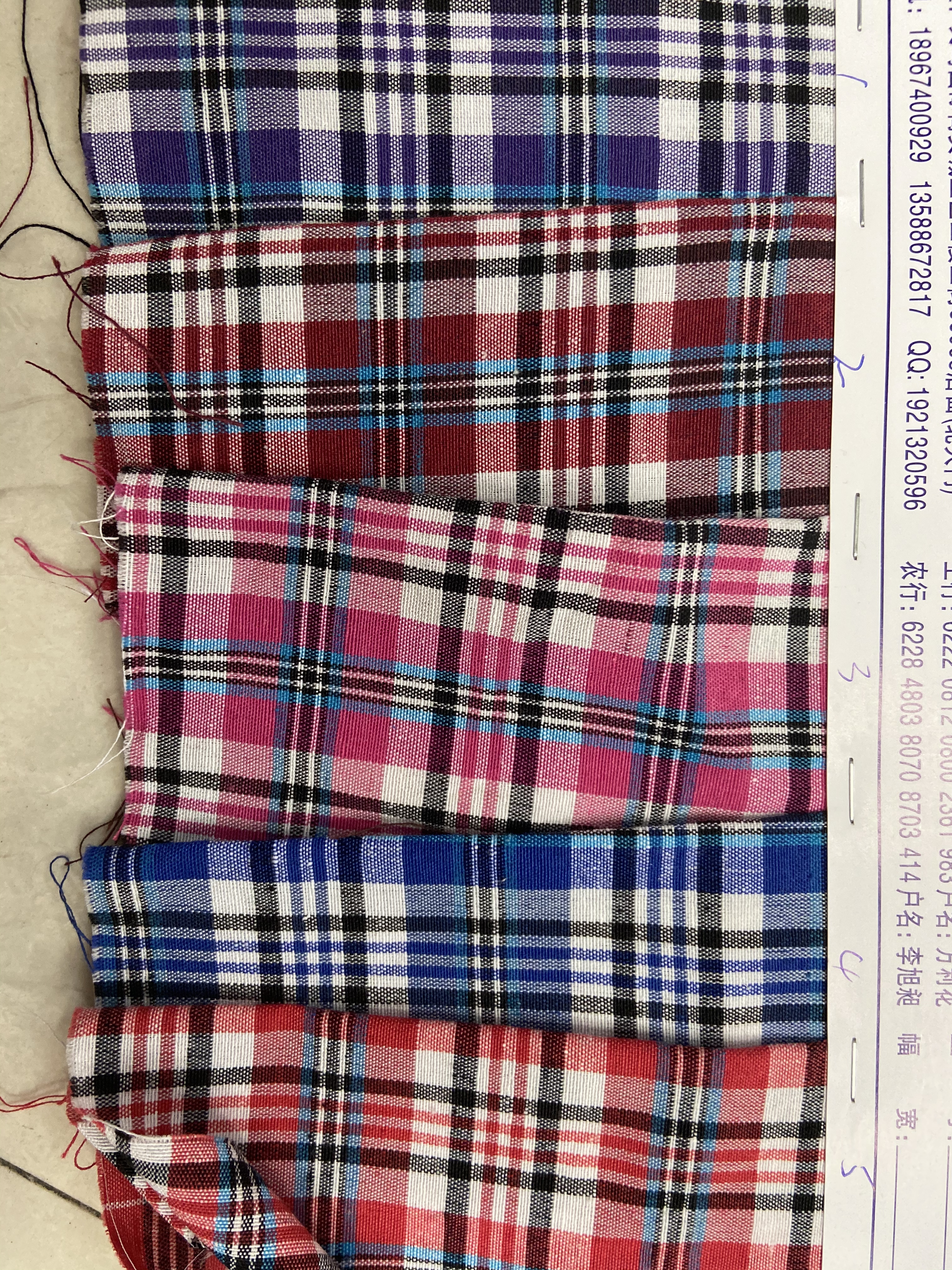 Blue Splicing Cotton Lattice Decorative Arts And Crafts Headwear Fabric Clothing Cloth Multi Color Optional Specification drawing