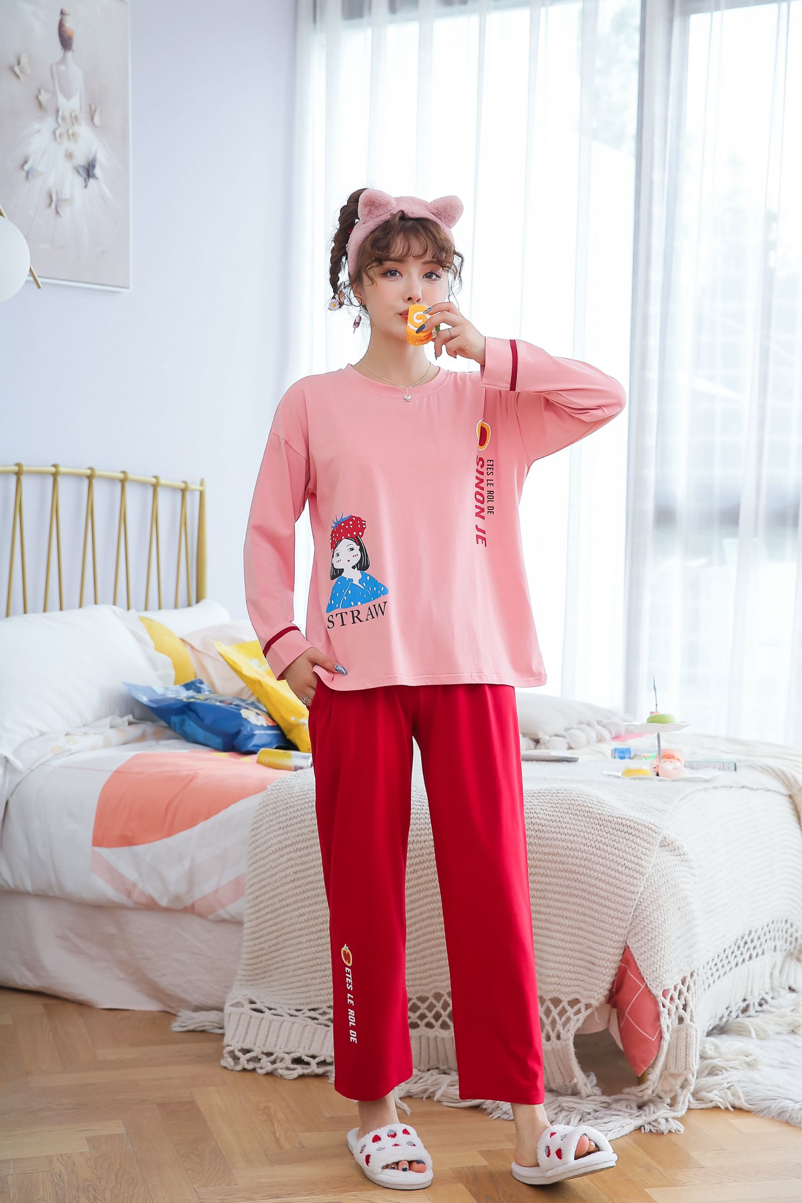 Pajamas, casual home wear, pure cotton cartoon print, 305#