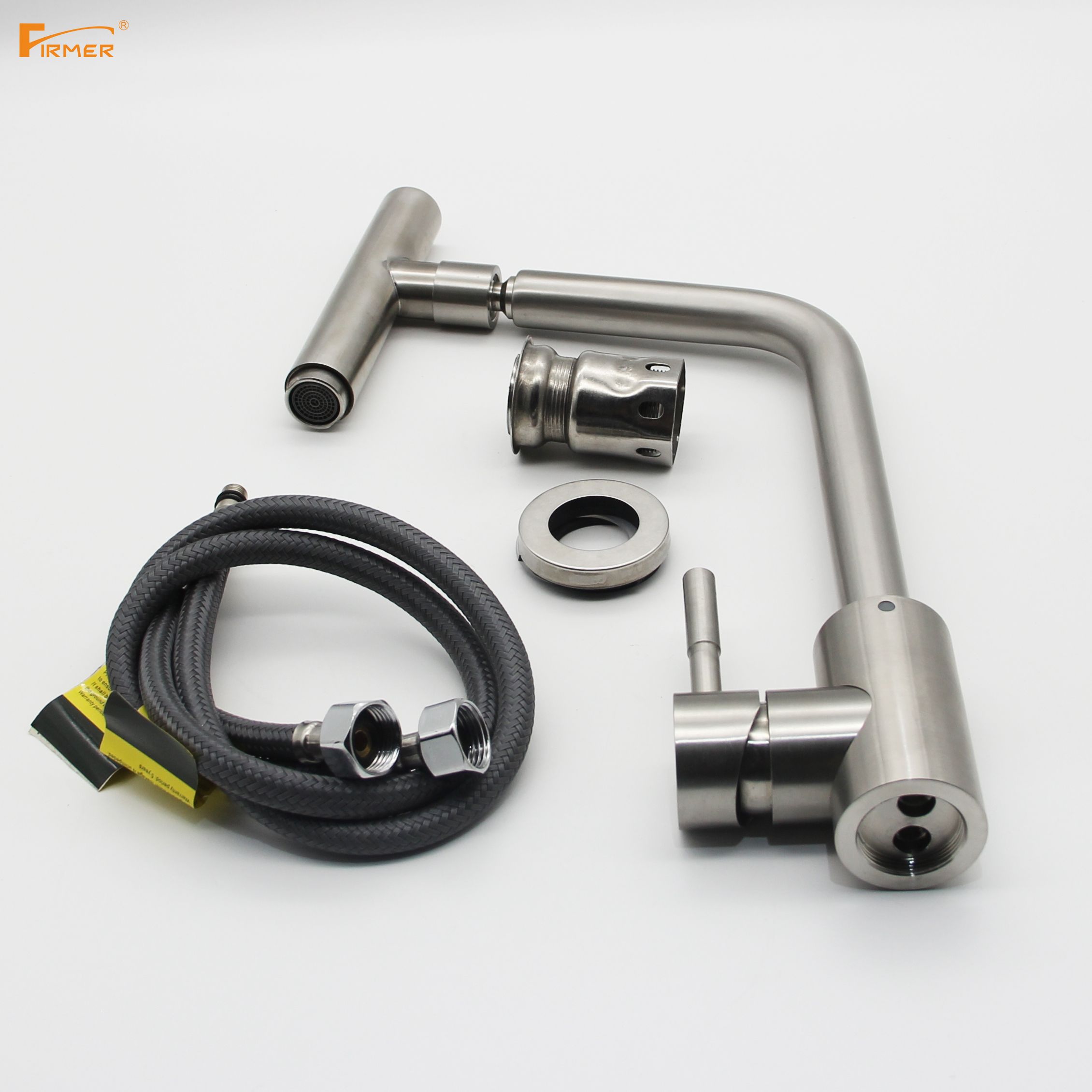 The FIRMER kitchen faucet from Ilinuo is made of all copper and 304 stainless steel, and is splash-proof details Picture