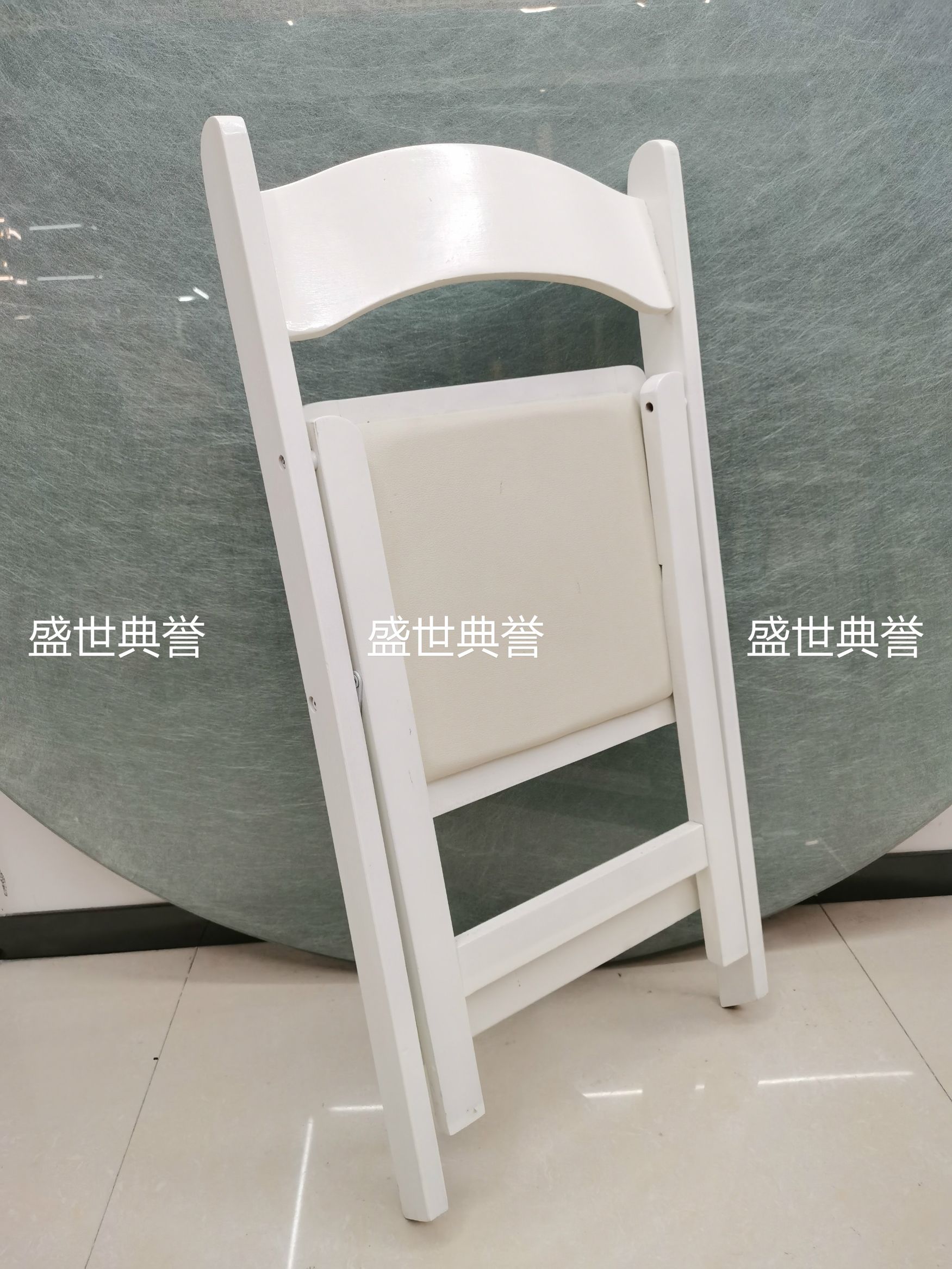 杭州外贸出口户外折叠椅 户外婚礼实木折叠椅子 宴会聚会白色椅子详情图6