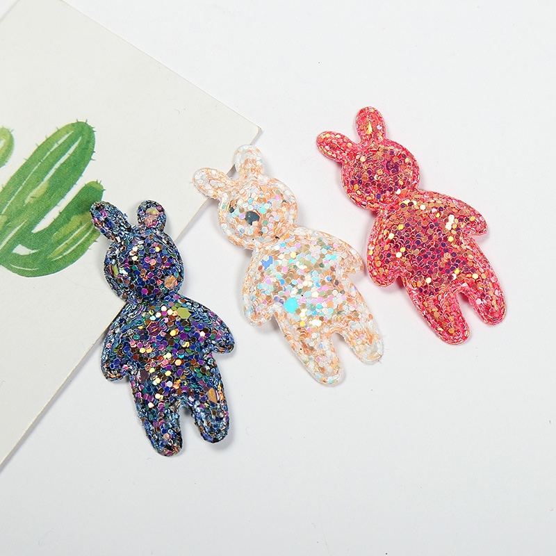 亮片兔子无纺布树脂配件头饰配件 五光十色全身兔手工diy材料批发图