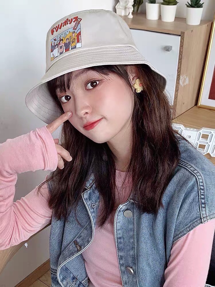 Tangka Hat Industry Original Design Japanese Cute Anime Cute Cotton Cotton Cartoon Pot Hat Street Hipster Shade Fisherman Show Face Small Hat Specification drawing