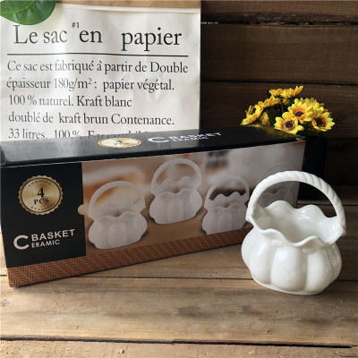 Wholesale creative flower baskets, ceramic ornaments, European-style white decorative items, home living room coffee tables, ceramic handicrafts undefined