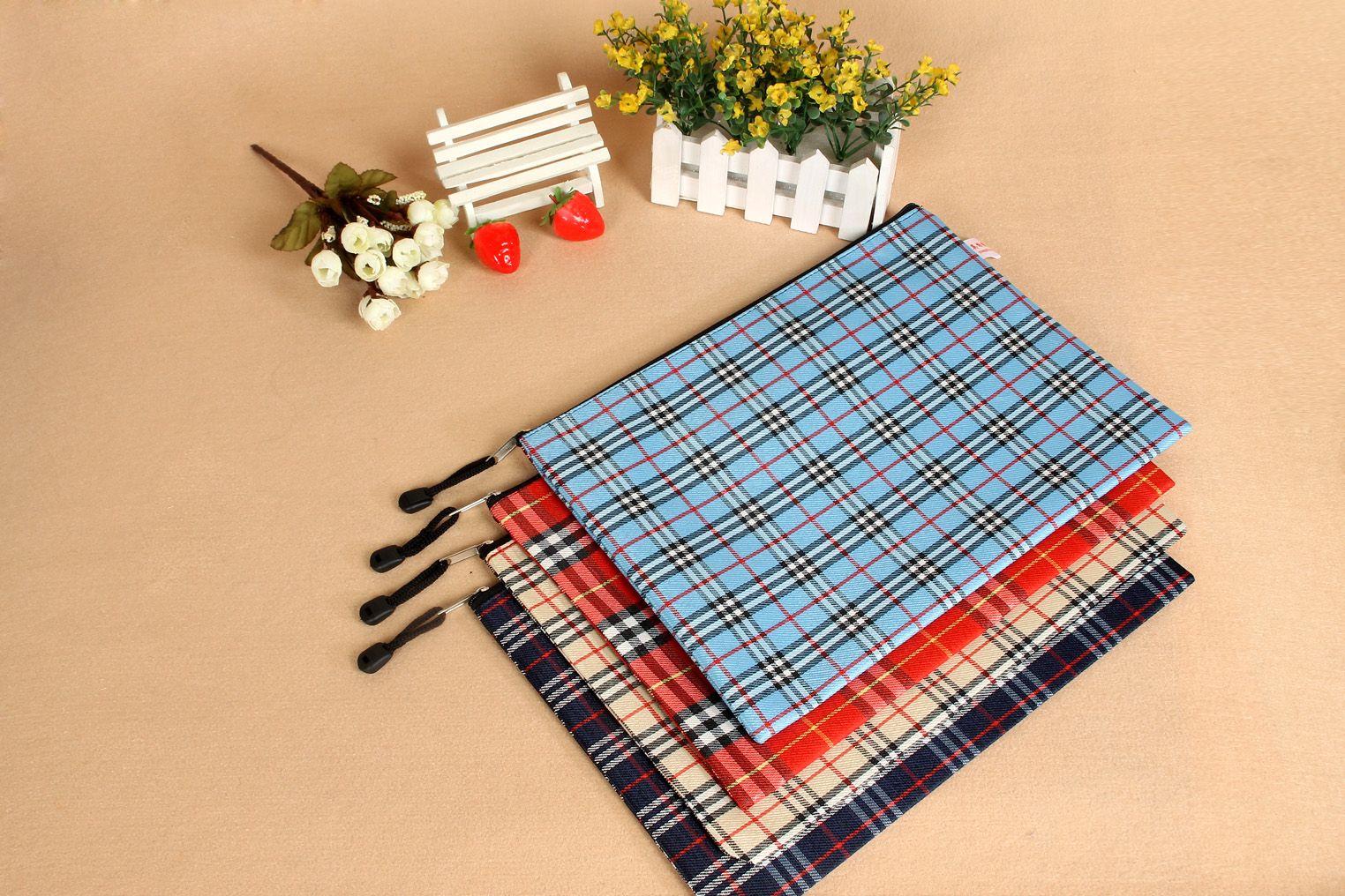 A4 grid file zipper bag