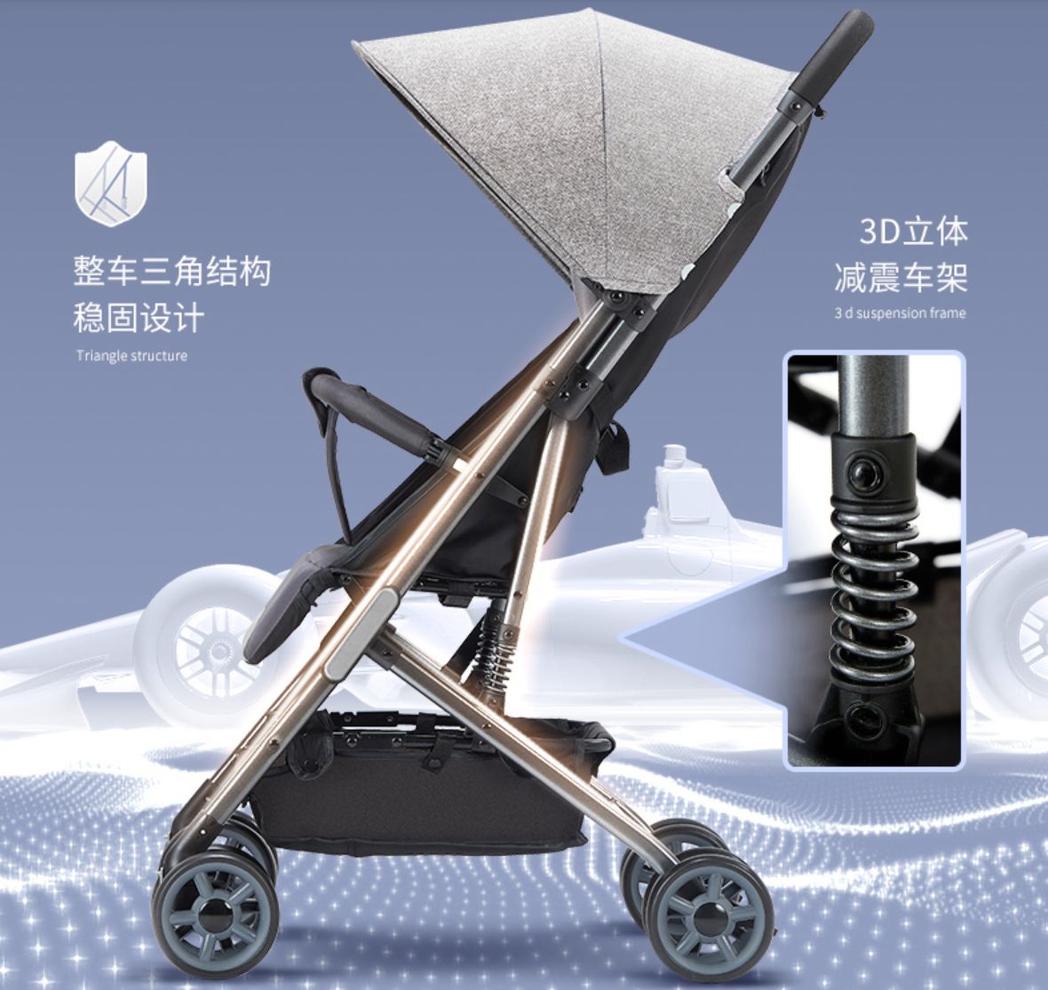 The baby stroller is portable, compact, light and easy to fold. It can be used for sitting or lying down. It is a small, easy and foldable stroller for children and toddlers detail image 4