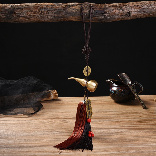 Pure copper 7cm gourd five - ti money car pendant thumbnail