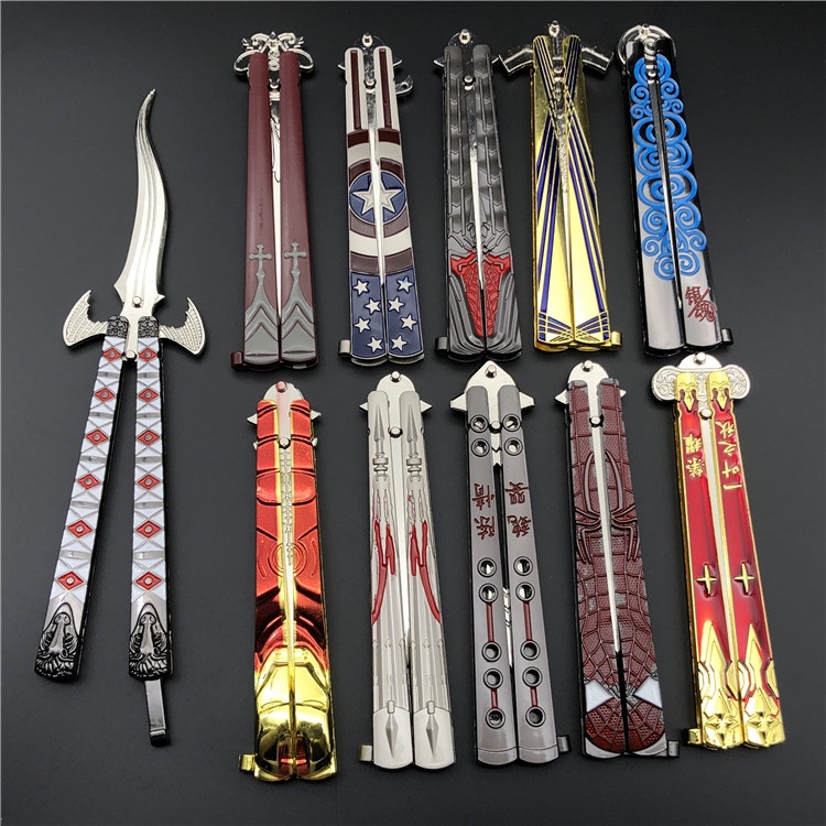The alloy weapon model of the butterfly blade slicing training tool for the anime peripheral "Naruto One Piece: Demon Slayer" has not been sharpened Specification image