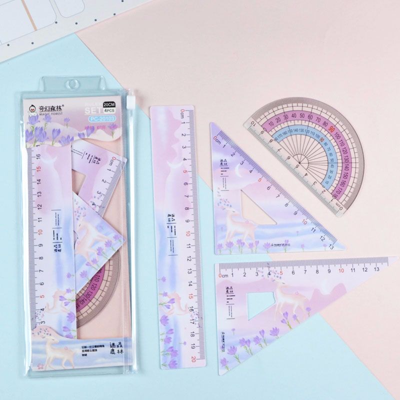 Wholesale Milu set rulers, creative and colorful rulers for primary and secondary school students details Picture