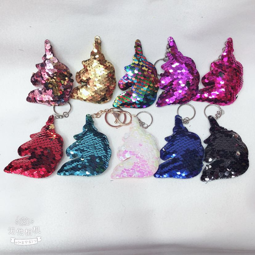 Plush toy pendant sequin key chain Pendant keychain pendant pendant unicorn cartoon sequin Pendant keychain double-sided sequin pendant