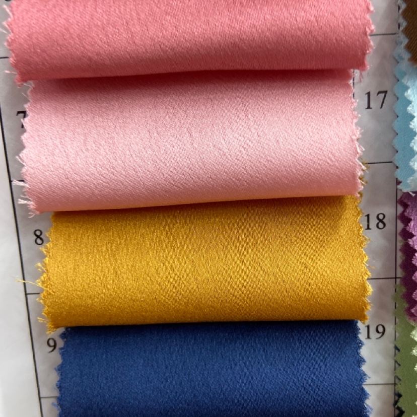 黄色新款高档无弹色丁巴黎缎布料雪花缎汉服旗袍服装丝绸仿桑蚕真丝面料