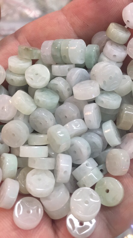 Natural jade money beads 9mm jadeite details Picture