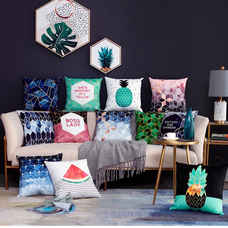 12 printed combination throw pillows with core thumbnail
