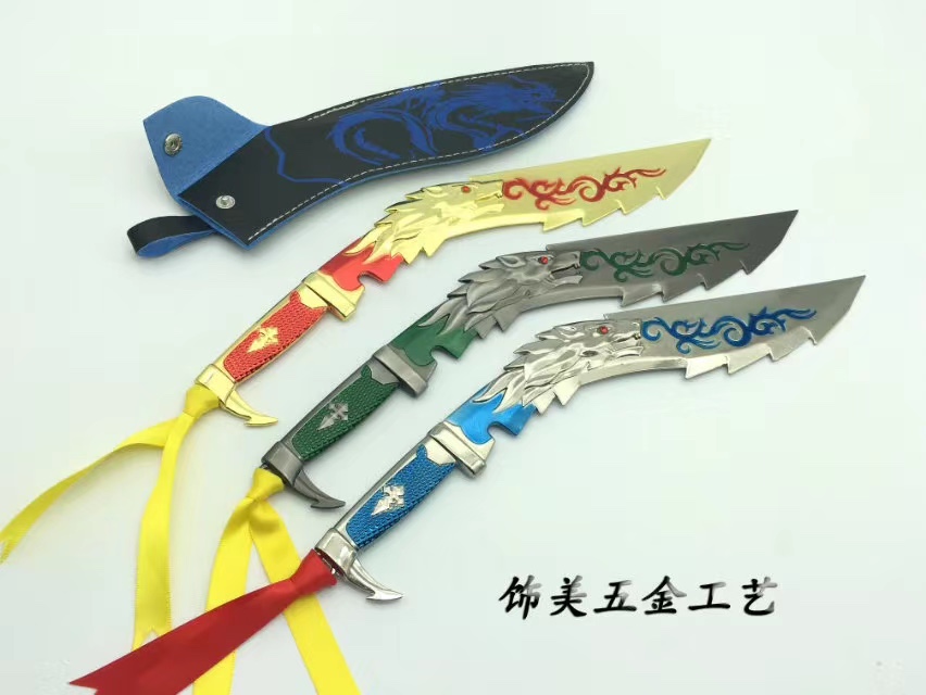Factory direct sales of exquisite alloy 21-centimeter leather sheath knives, uncut crossing weapons, keychains, pendants and ornaments undefined