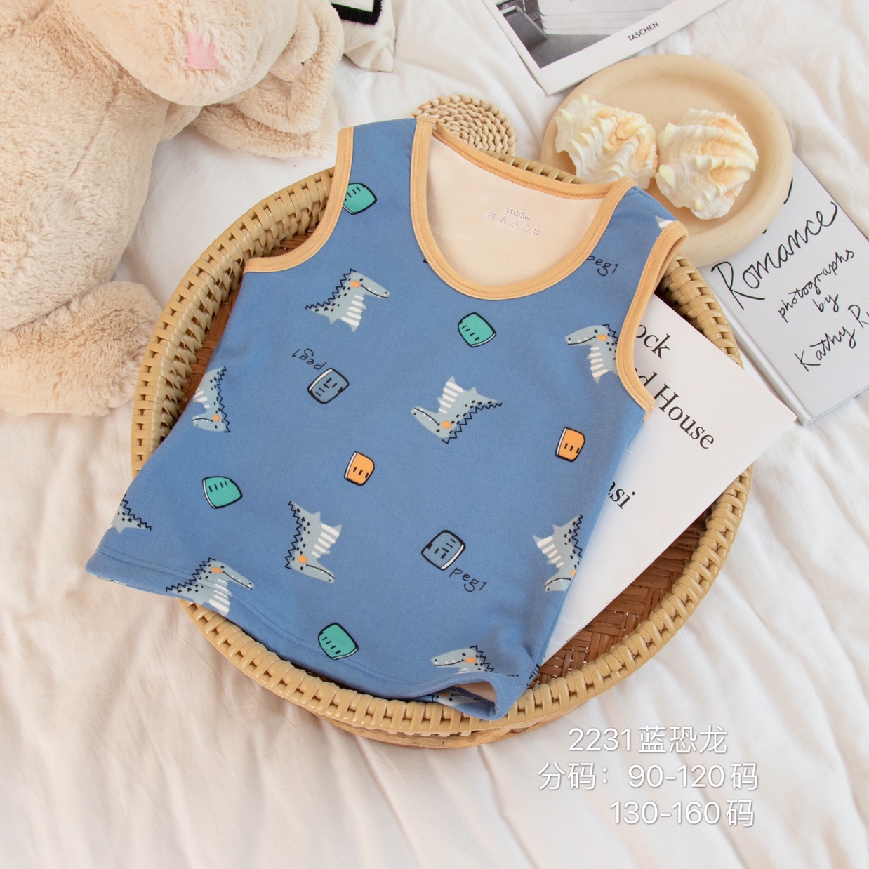绒背心蓝恐龙🦕印花