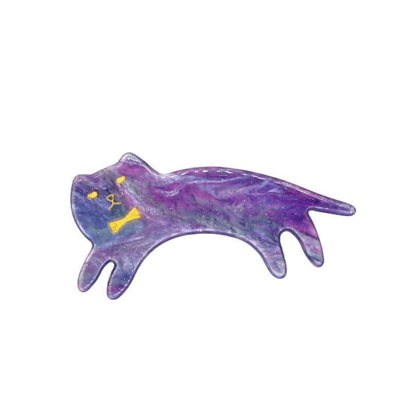 Japanese and Korean starry sky cat duckbeak clips, colorful acetate hair clips, large edge clips, acrylic bangs clips, small animal hair accessories Item Picture