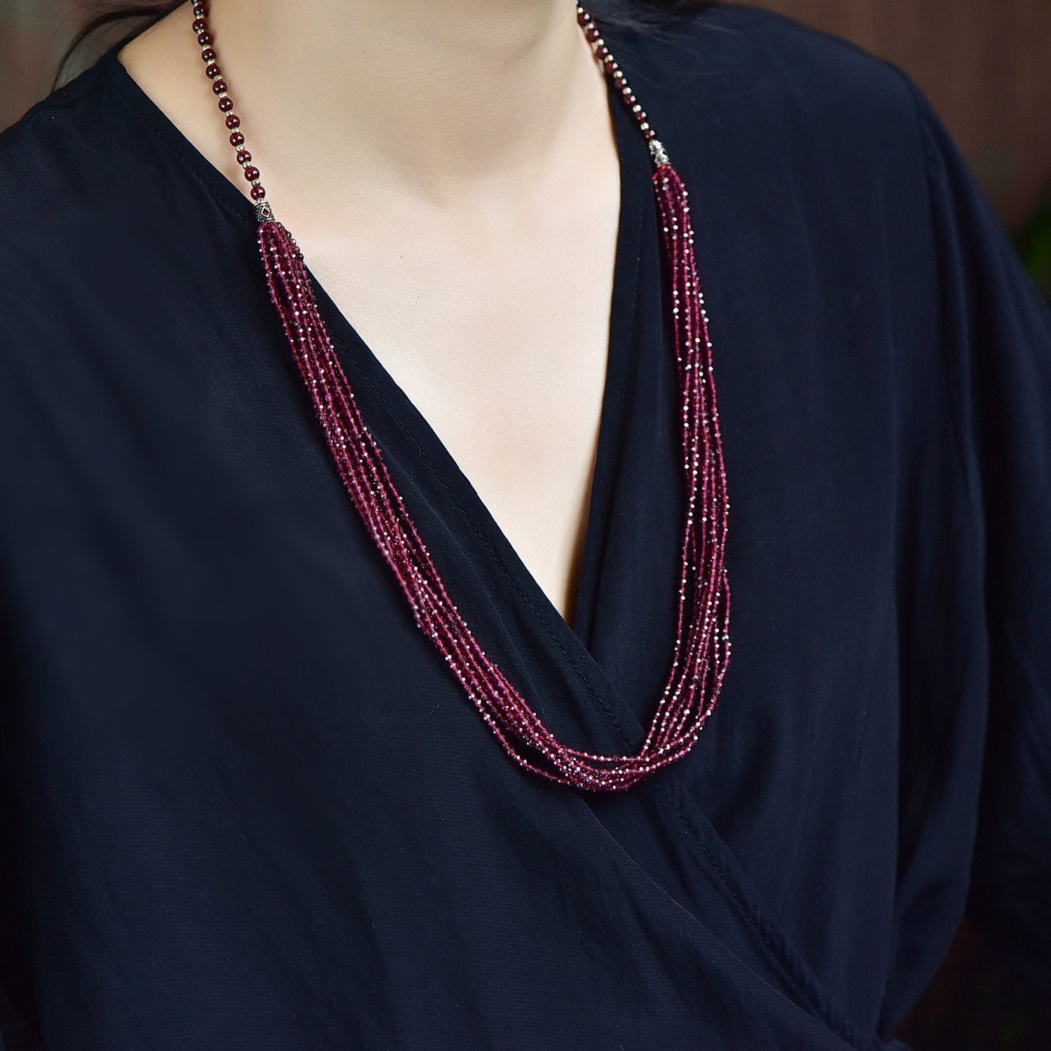 天然切面石榴石项链 进口珠宝  进口项链 进口首饰详情图6