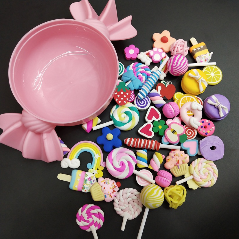 糖果盒软陶食品类混款装一盒50个 棒棒糖 彩虹 饼干 水果 马卡龙