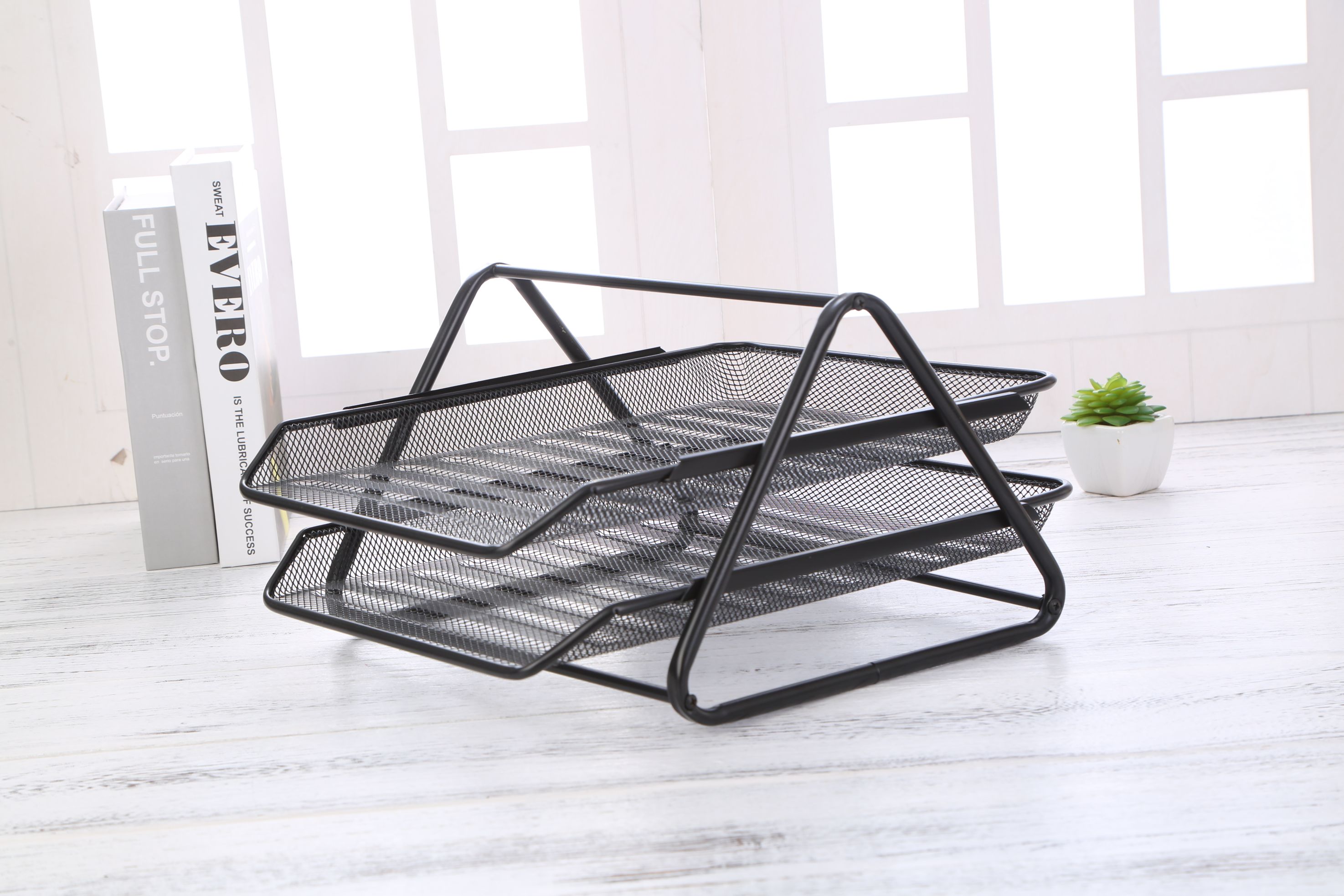 Mesh file rack, file tray, data storage frame, organizing storage rack, metal archive file cabinet tray 1 detail image 1