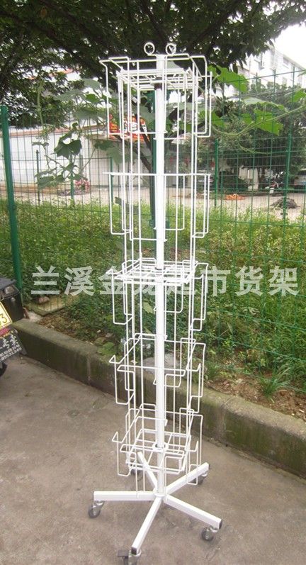 可移动四面落地杂志架宣传册绘本展示架书刊架资料收纳金属铁丝架详情图2