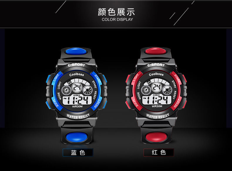 Factory direct sales of seven-color luminous multi-functional sports children's watches, boys' and girls' electronic watches, and primary and secondary school students' watches detail image 12