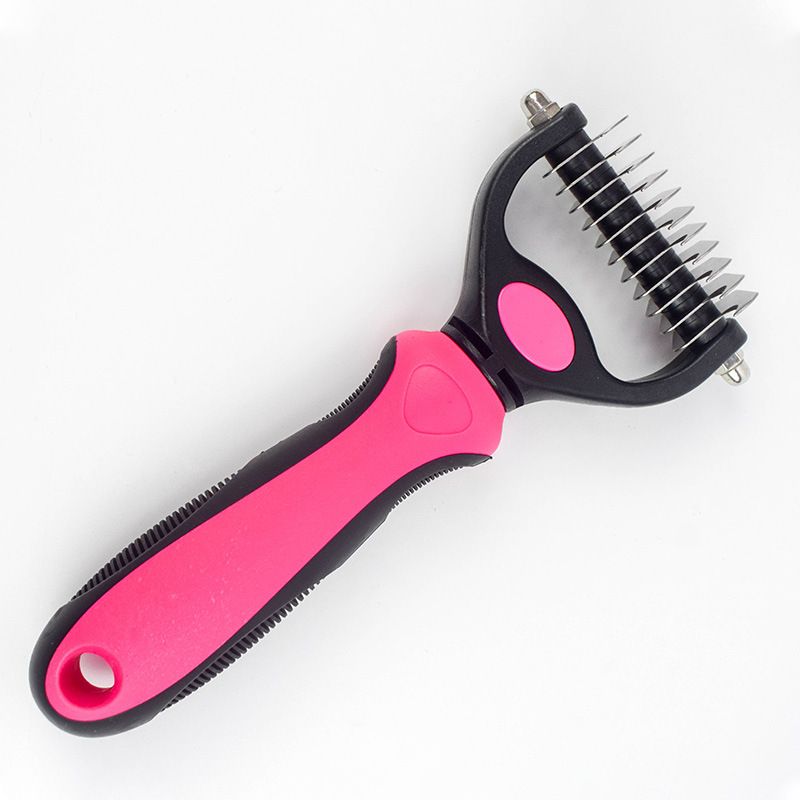 Pet supplies, dog cleaning and grooming products, pet knotting comb, double-sided stainless steel hair removal knotting rake comb details Picture