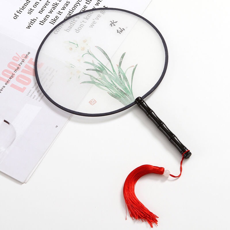 工厂直销 半透明团扇宫扇圆形扇子舞蹈扇中国风古典风女式仿真丝扇详情图9