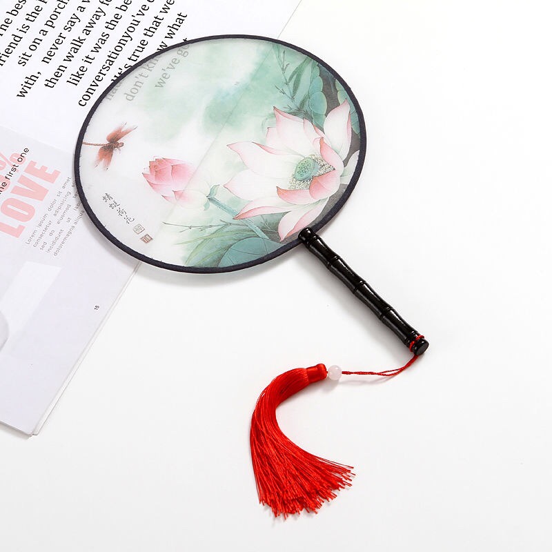 工厂直销 半透明团扇宫扇圆形扇子舞蹈扇中国风古典风女式仿真丝扇详情图6