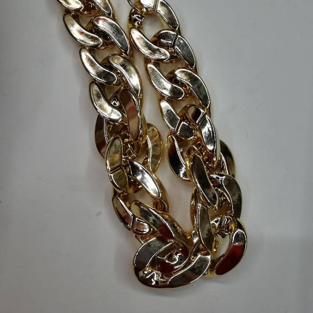 粗切边浅金银色仿金属质感塑料包带提手链包包链条配件带包带详情图1