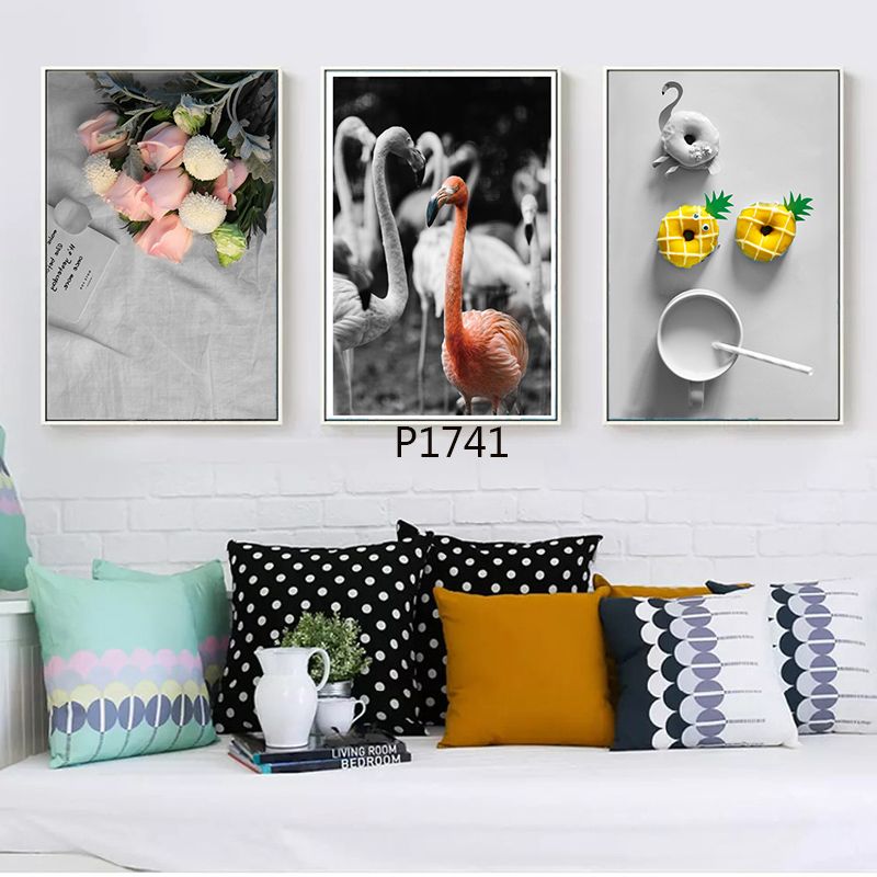 Factory direct sales of flamingos, flowers, Nordic simple and fresh mural pictures, custom decorative paintings, spray-painted oil paintings
