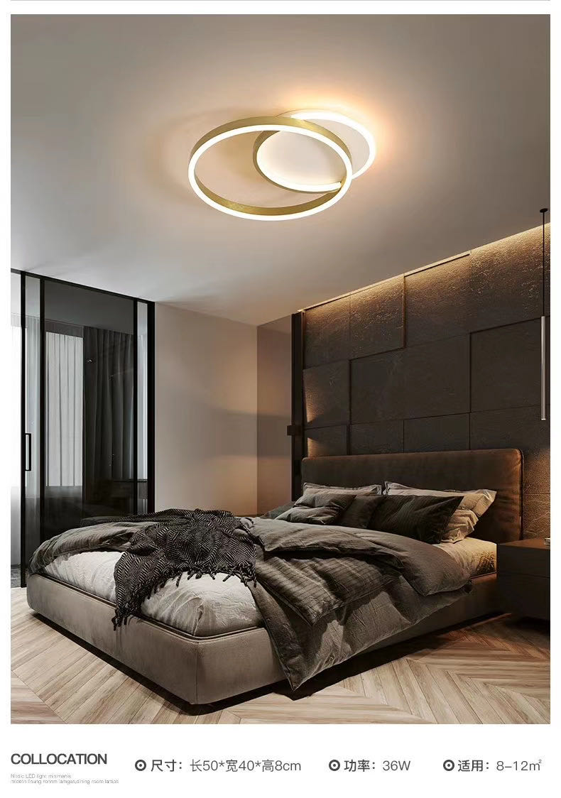 A new round, simple, modern and elegant Nordic style bedroom lamp set for the whole house, a popular bedroom lamp Specification image