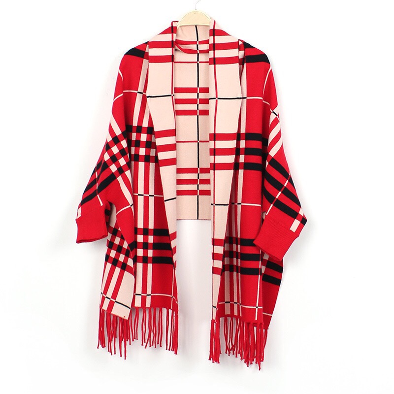 Cashmere Check Autumn/Winter Fashion Women's Tassel Shawl Custom Scarf Soft And Comfortable Neck details Picture