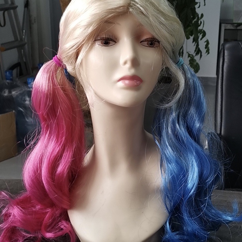 万圣节现货厂家直销小队小丑女哈莉奎茵造型渐变cosplay假发