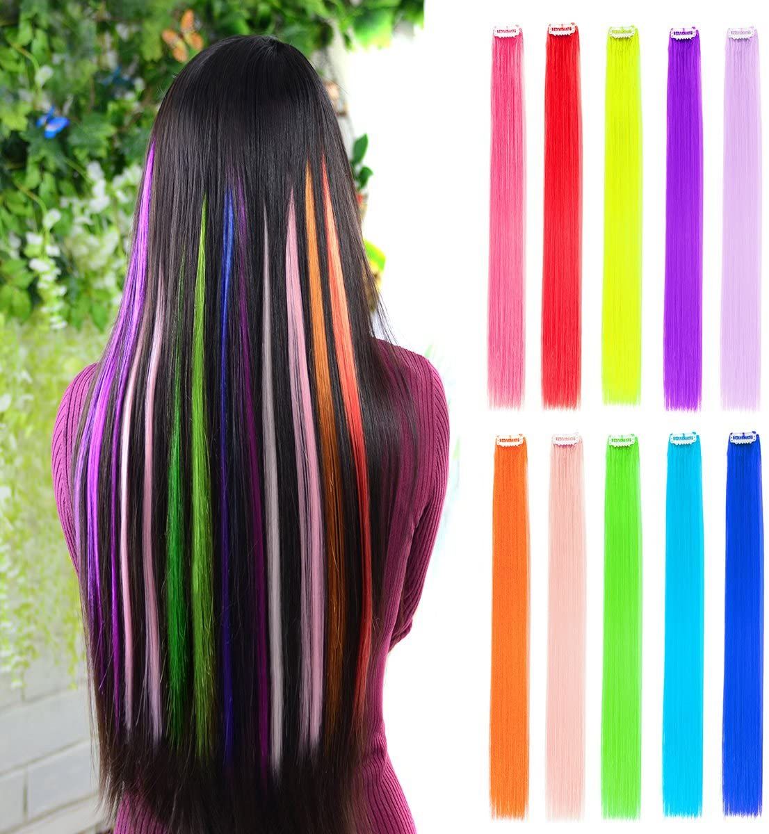 The wig was fitted with a colorful hair extension strip full figure
