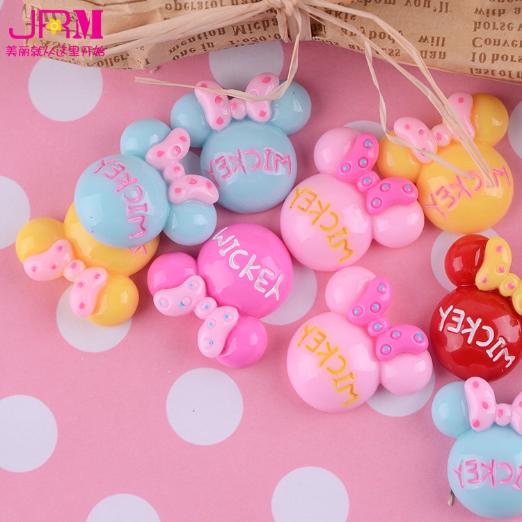 Resin accessories New English Mickey resin accessories Korean cartoon headgear accessories mobile phone box DIY materials wholesale
