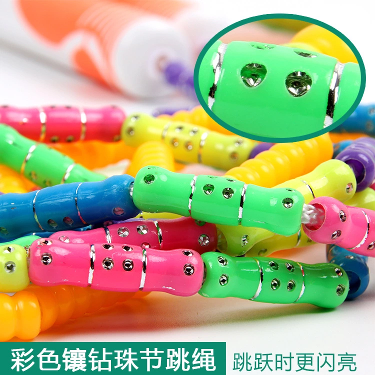 Genuine Wopower Flower bamboo-joint skipping rope with diamond-encrusted beaded sections, adult fitness exercise, student speed training skipping rope Item Picture