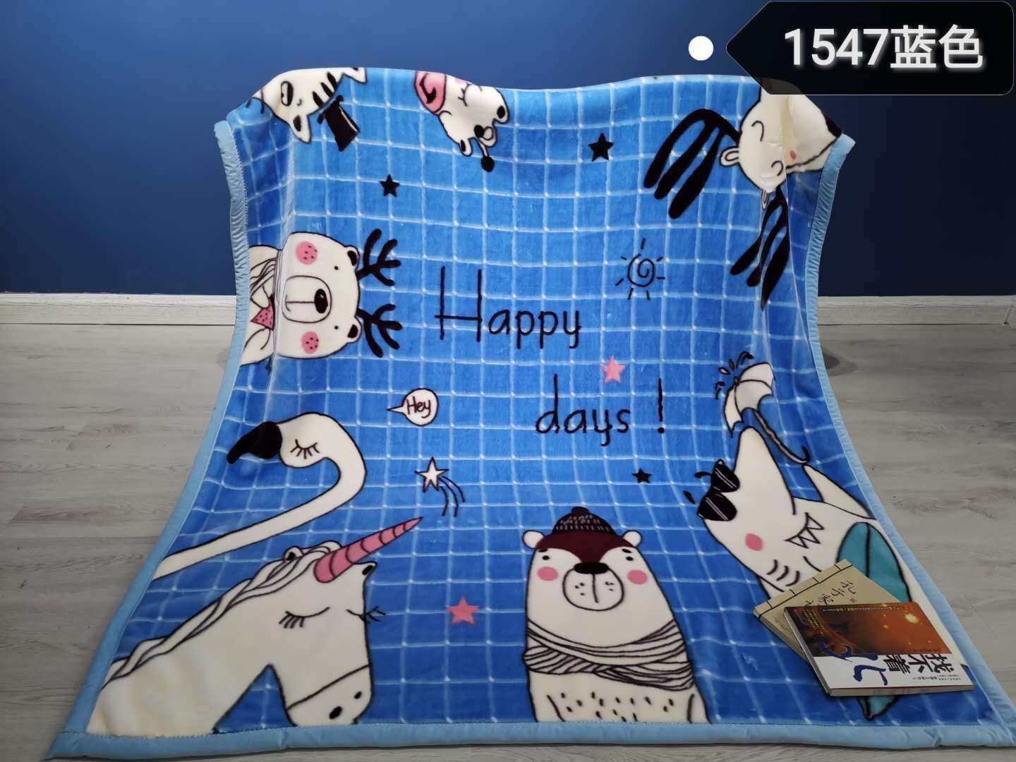 Manufacturers Direct Child Blanket Blanket Student Blanket Super Soft Skin Blanket Blanket Blanket Wholesale Foreign Trade A Hair Blue 1 full figure
