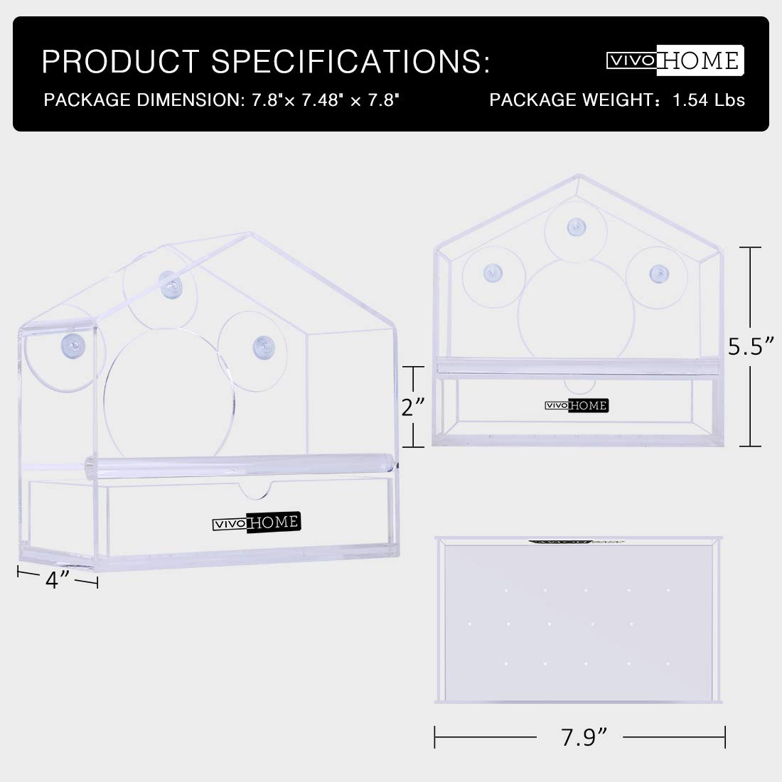 Cross-Border Explosive Bird Feeder Acrylic Transparent Outdoor Window Bird Feeder Custom Wholesale Sucker Bird Cage undefined