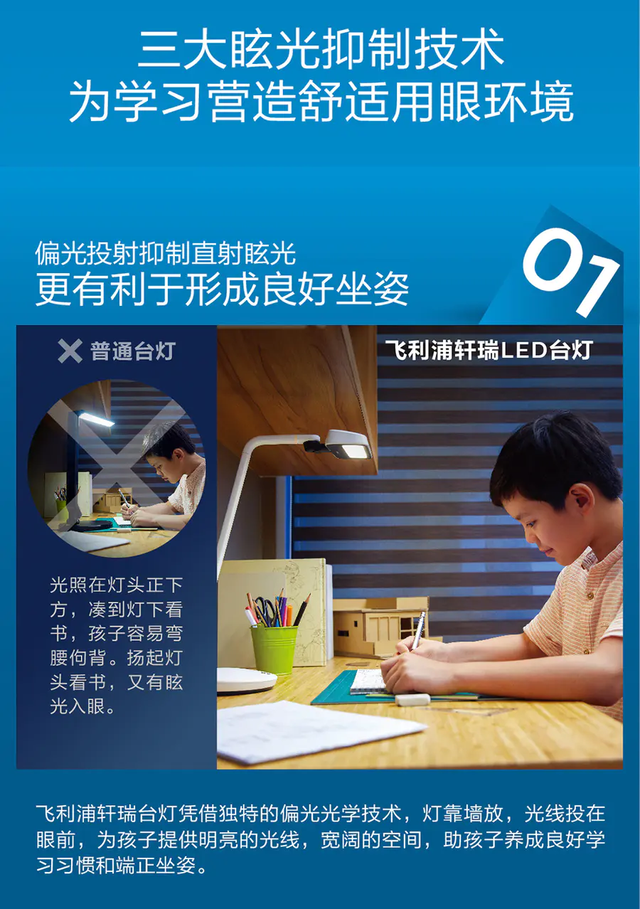 飞利浦轩瑞 LED台灯白金款 CQC认证视觉台灯学生儿童护眼床头灯详情图7