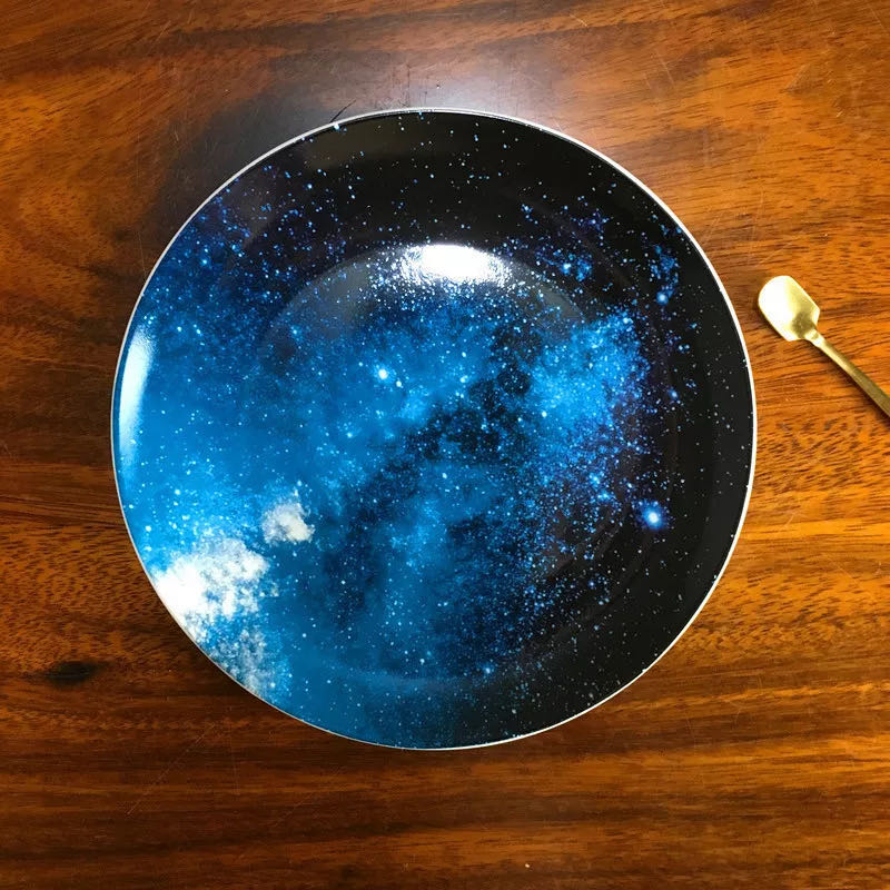 10-inch Nordic-style European starry sky Western plate, steak count, heart plate, decorative plate, artistic plate Item Picture