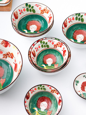 批发摩登同款5.5寸陶瓷圆碗 家用餐厅日韩和风网红面碗汤碗沙拉碗
