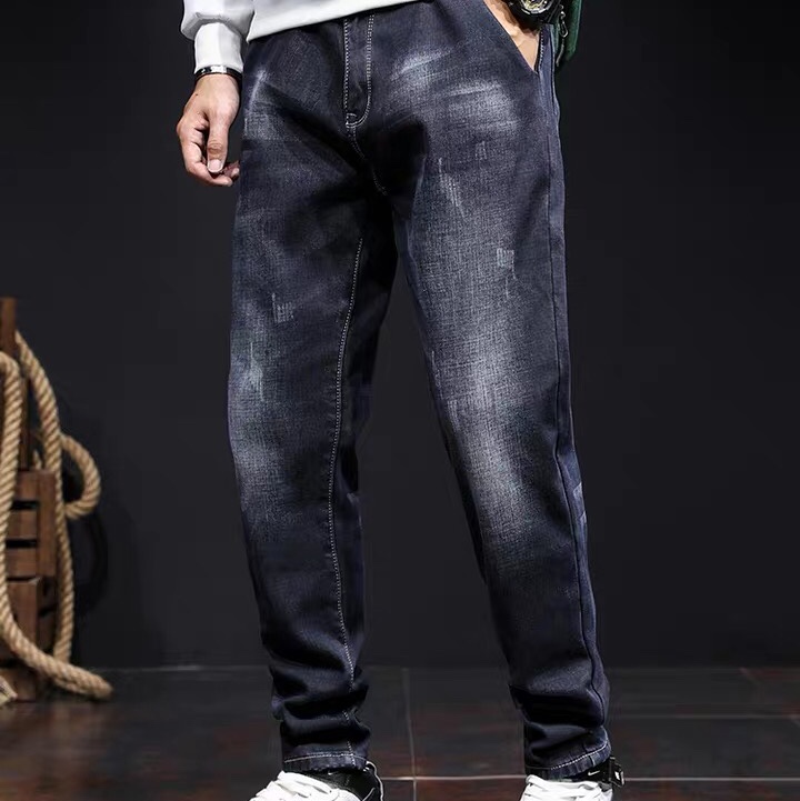 Fall haren jeans men loose large size small pants autumn and winter ruffian handsome black stretch fat pants thumbnail