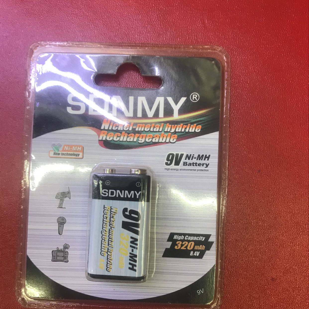 SDNMY 9V吸卡充电电池，。一件200个，一盒10个。方形，容量320毫安。