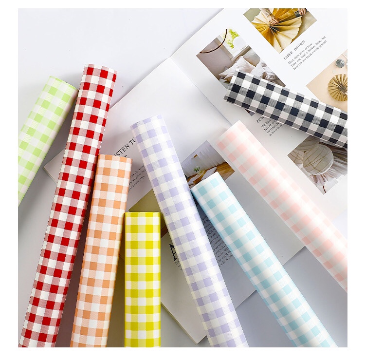 新品夏日格纹系列鲜花花束包装纸防水加厚花艺花店包装材料