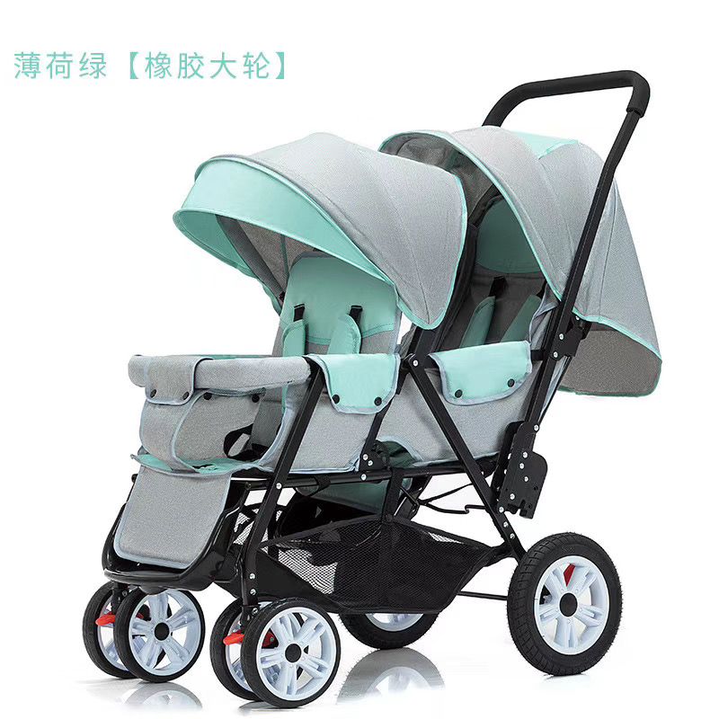 Baby stroller, sitting, lying, folding children's stroller, shock-absorbing four-wheel stroller for newborn babies, twins 202-2 detail image 4