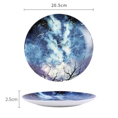 10-inch Nordic-style European starry sky Western plate, steak count, heart plate, decorative plate, artistic plate detail image 1