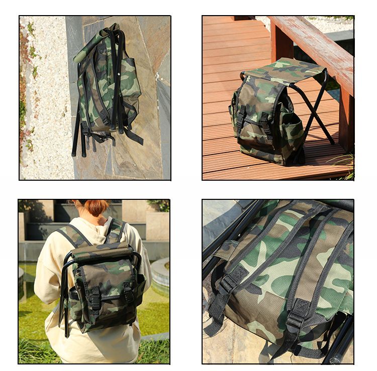 Camouflage cross-strap bag stool detail image 1